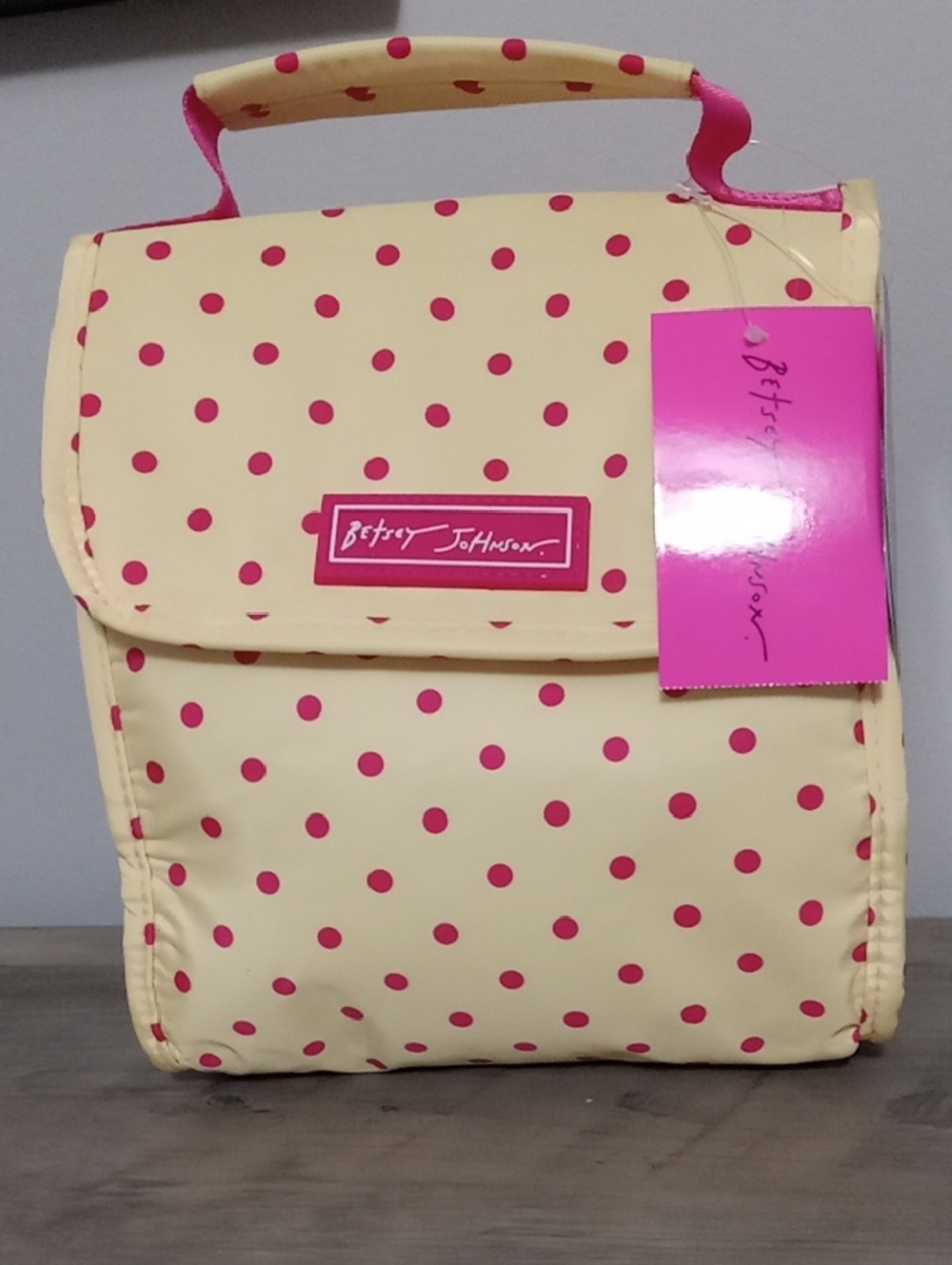 Betsey Johnson Yellow and Pink Polka Dot Lunch Bag